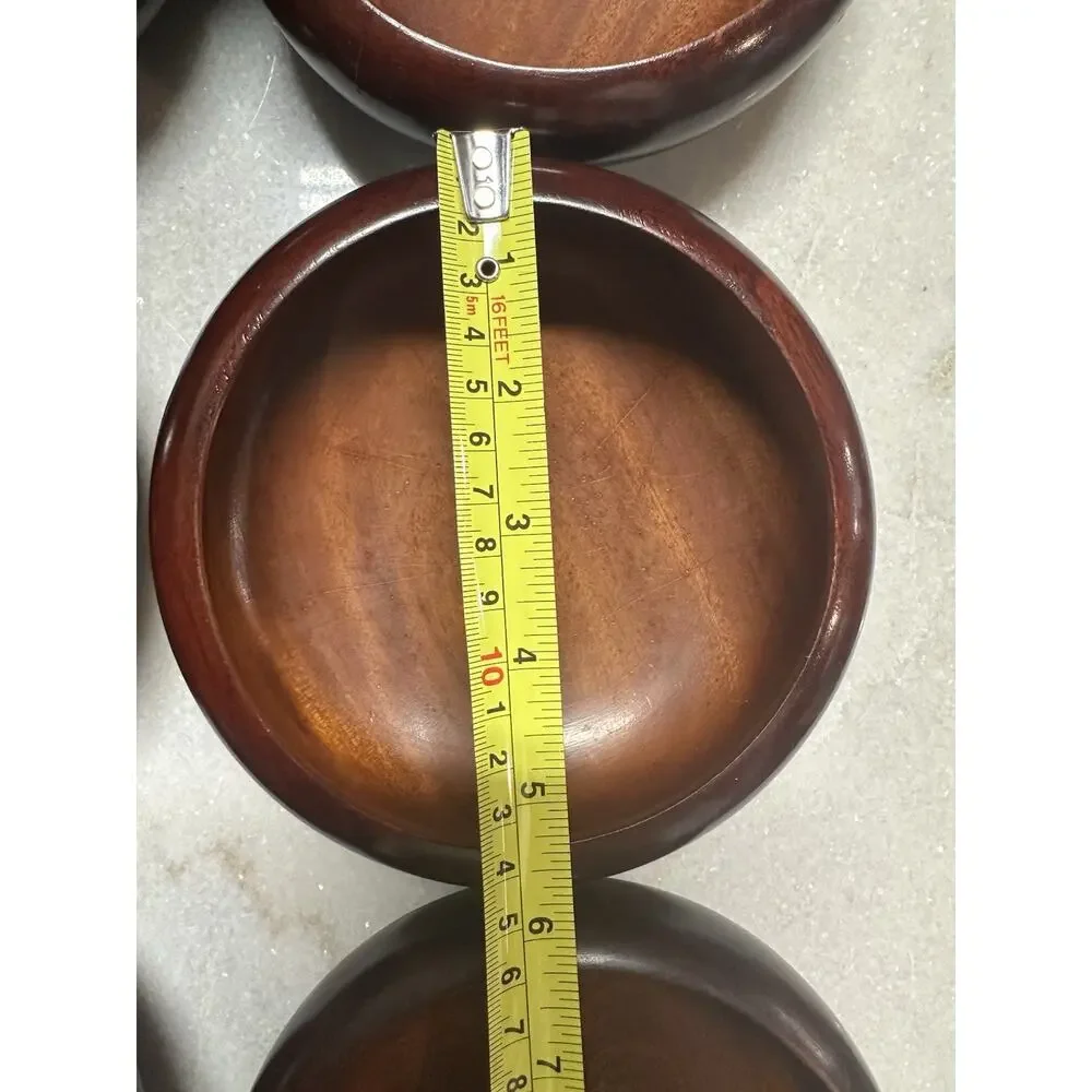 Vintage Wooden Serving Bowls Set Of 6 Mid-century Modern Rustic Cottage